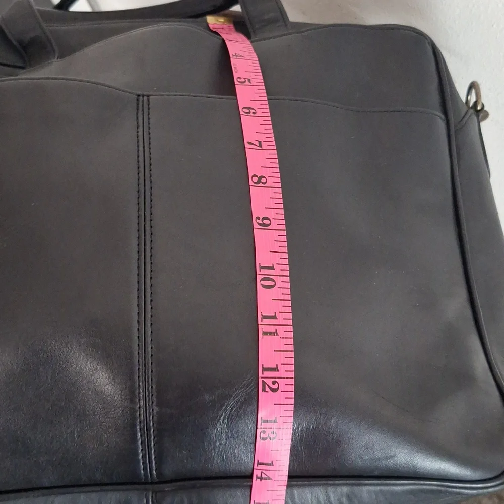 Eddie Bauer VTG Leather School Messenger Utility Briefcase Black Shoulder Bag